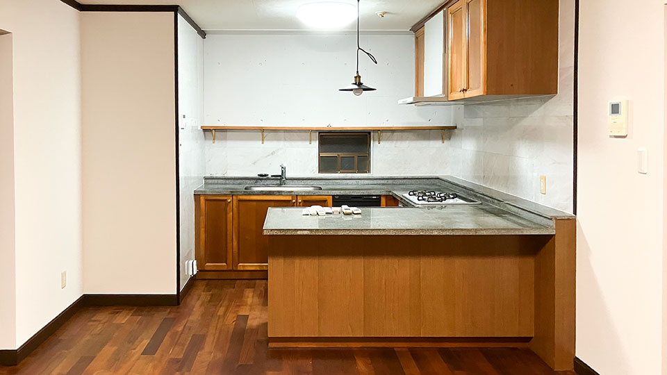 広くて重厚感のあるキッチンと新しい食洗機